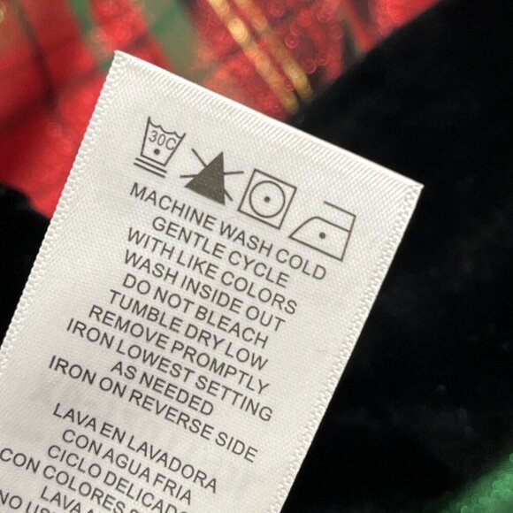 Bonnie Jean Holiday Dress Girls 2T Black Velvet Plaid Taffeta Green Glitter Bow - Picture 7 of 7